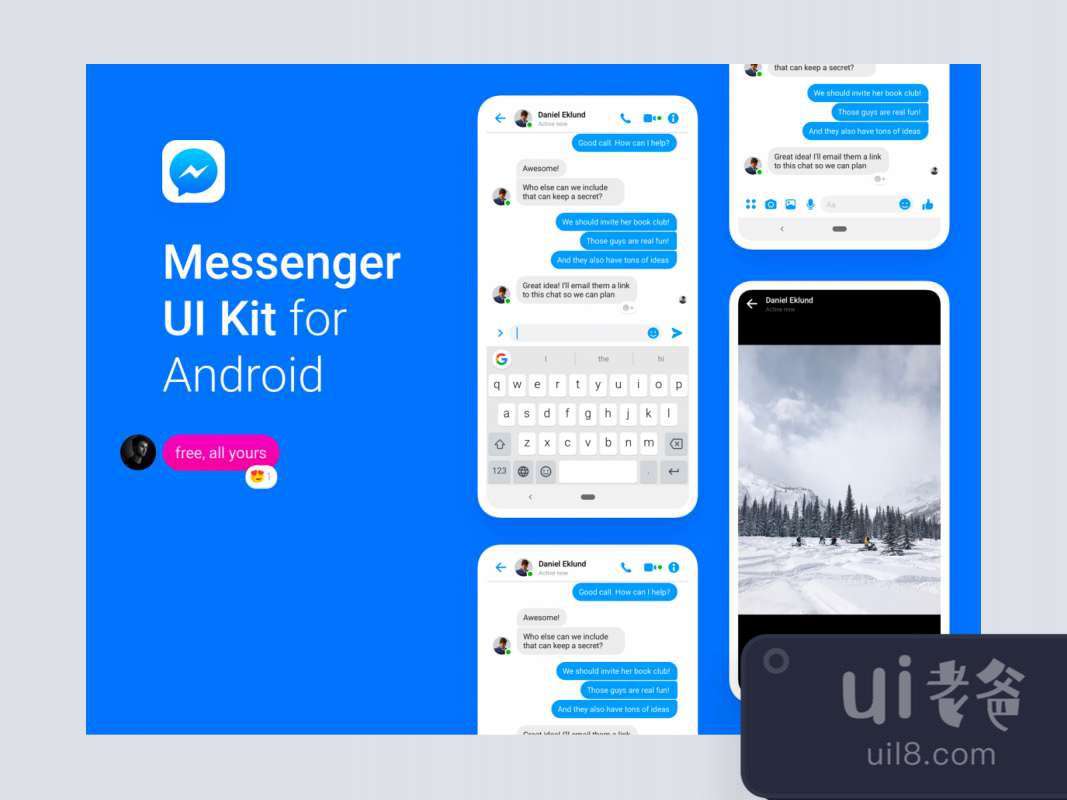 Facebook Messenger UI Kit for Android for Figma and Adobe XD No 1
