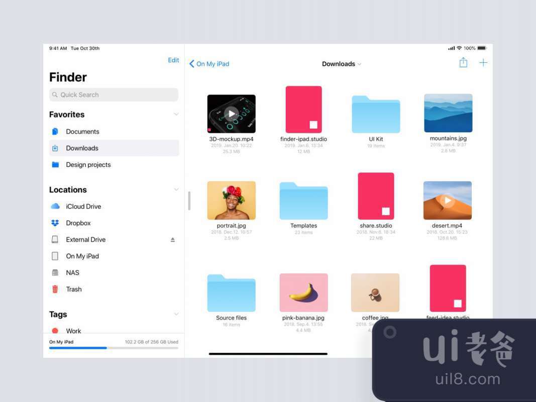 Finder for iPad Concept for Figma and Adobe XD No 1
