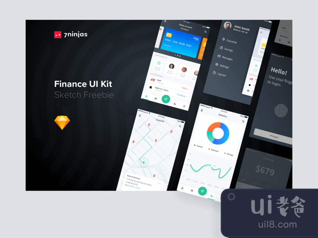 Free Finance UI Kit for Figma and Adobe XD No 1
