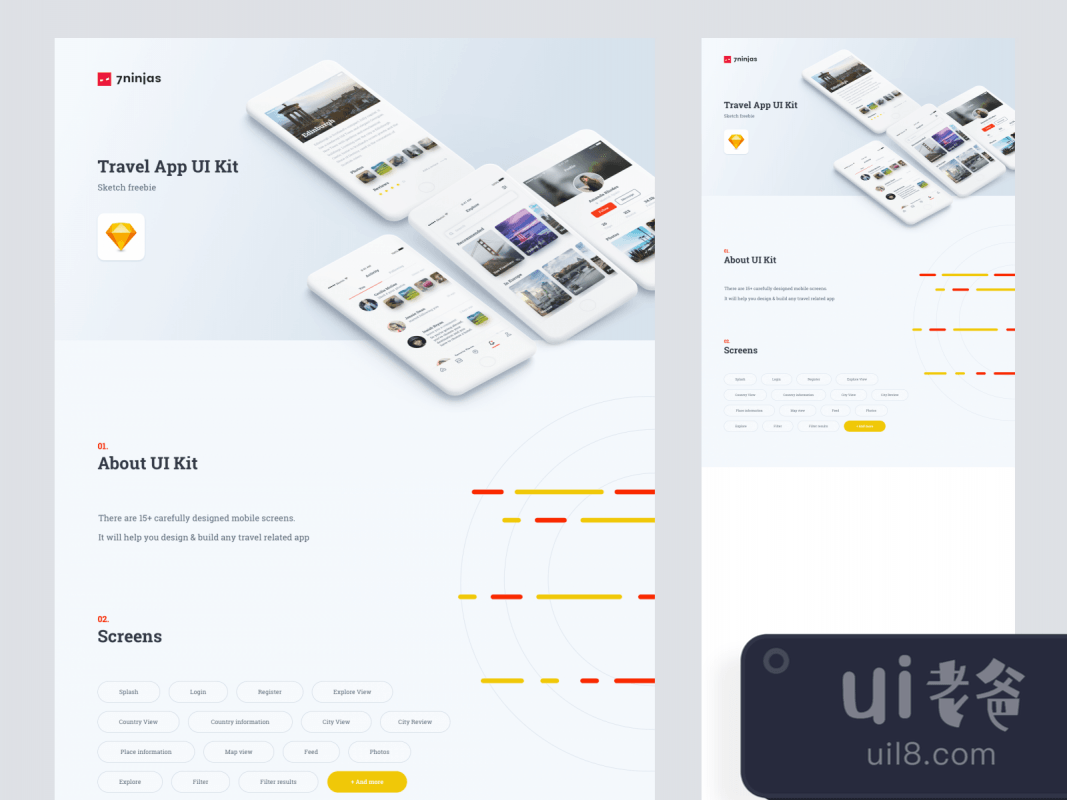 Free Travel App Ui Kit for Figma and Adobe XD No 1