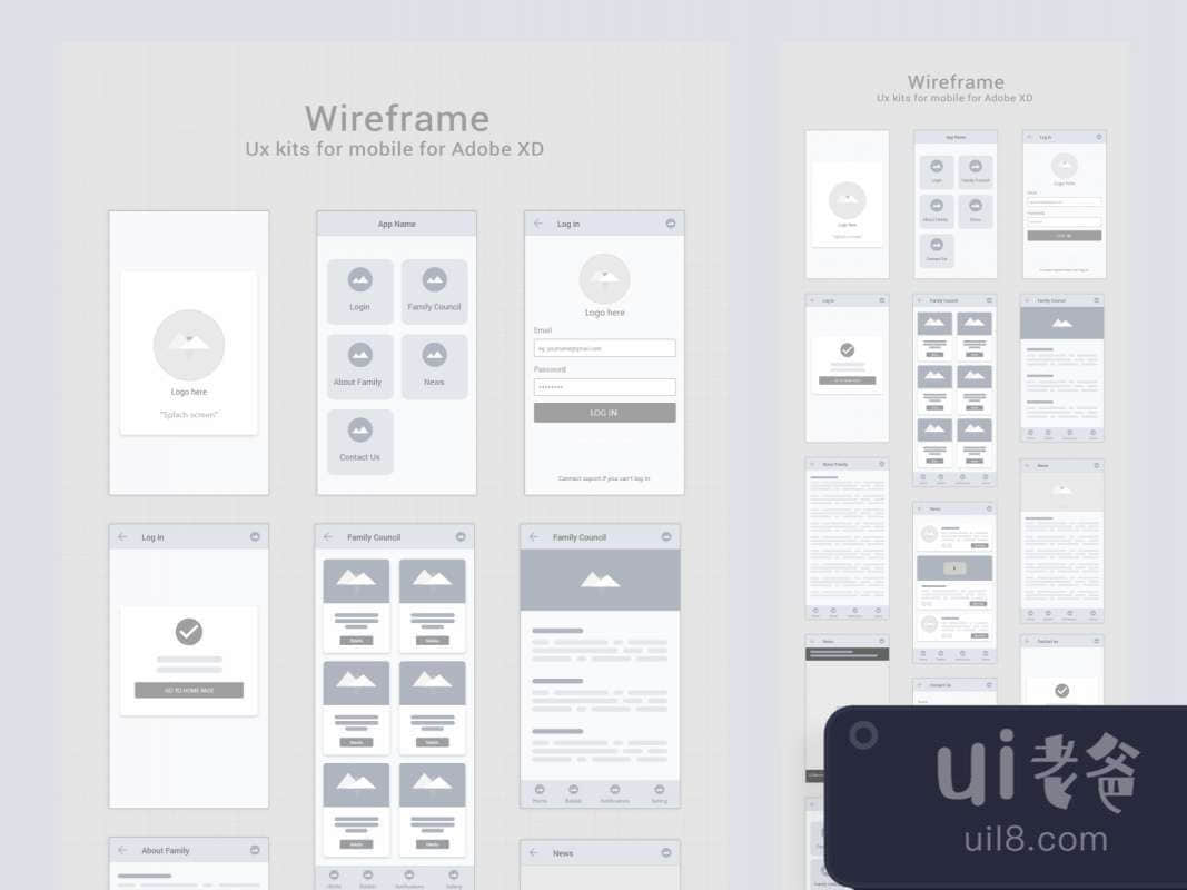 Free Wireframe Kits for Adobe XD for Figma and Adobe XD No 1