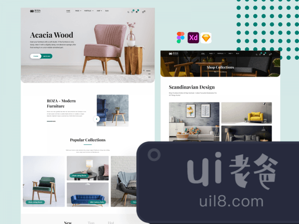 Furniture Website Design UI Concept for Figma and Adobe XD No 1
