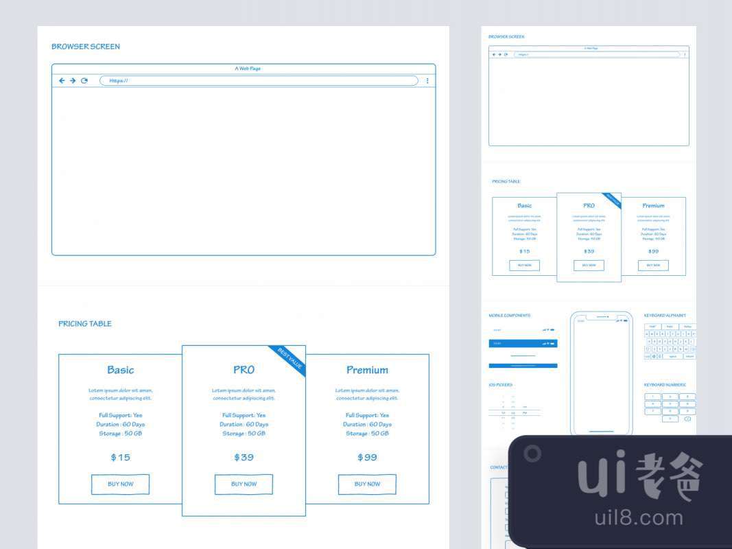 Hand Draw Wireframe UI Kit for Adobe XD for Figma and Adobe XD No 1