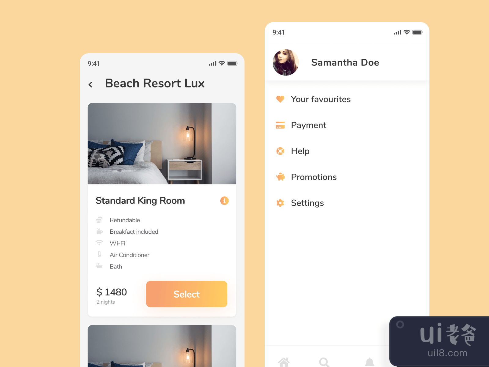 Hotel Booking App for Figma and Adobe XD No 3