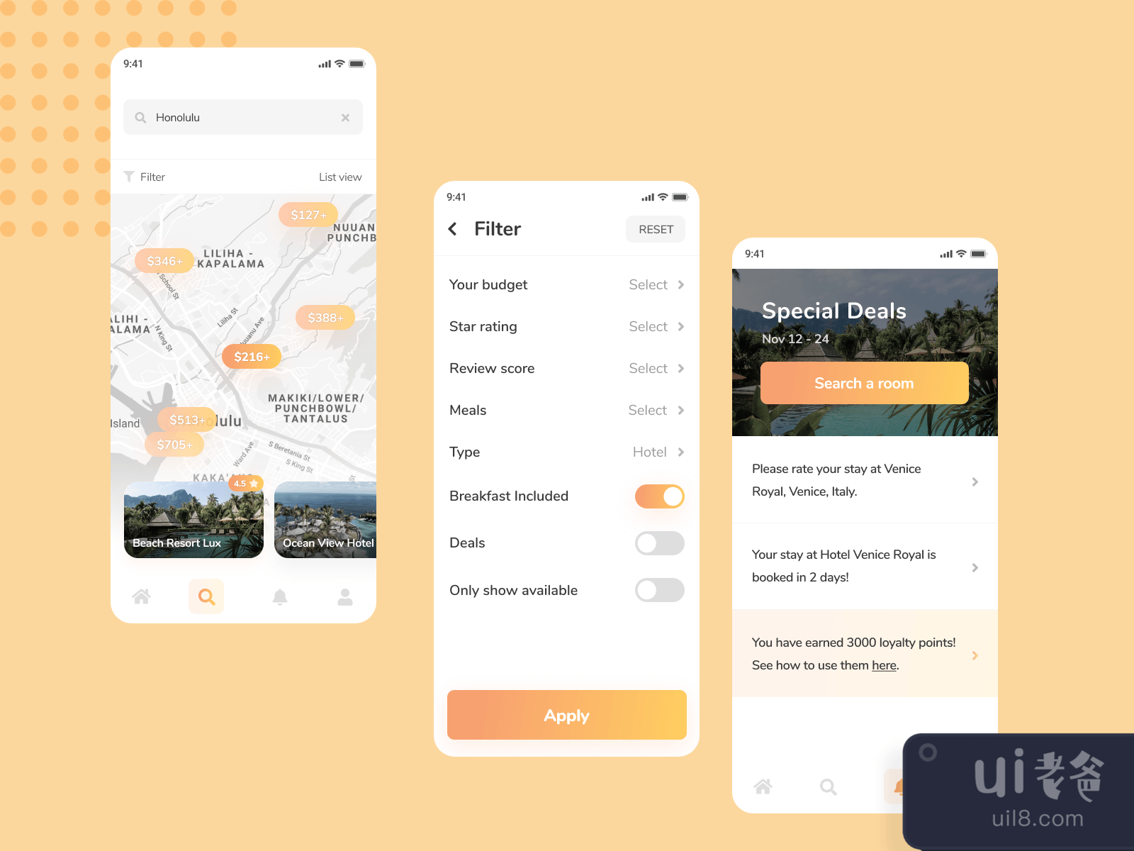 Hotel Booking App for Figma and Adobe XD No 4