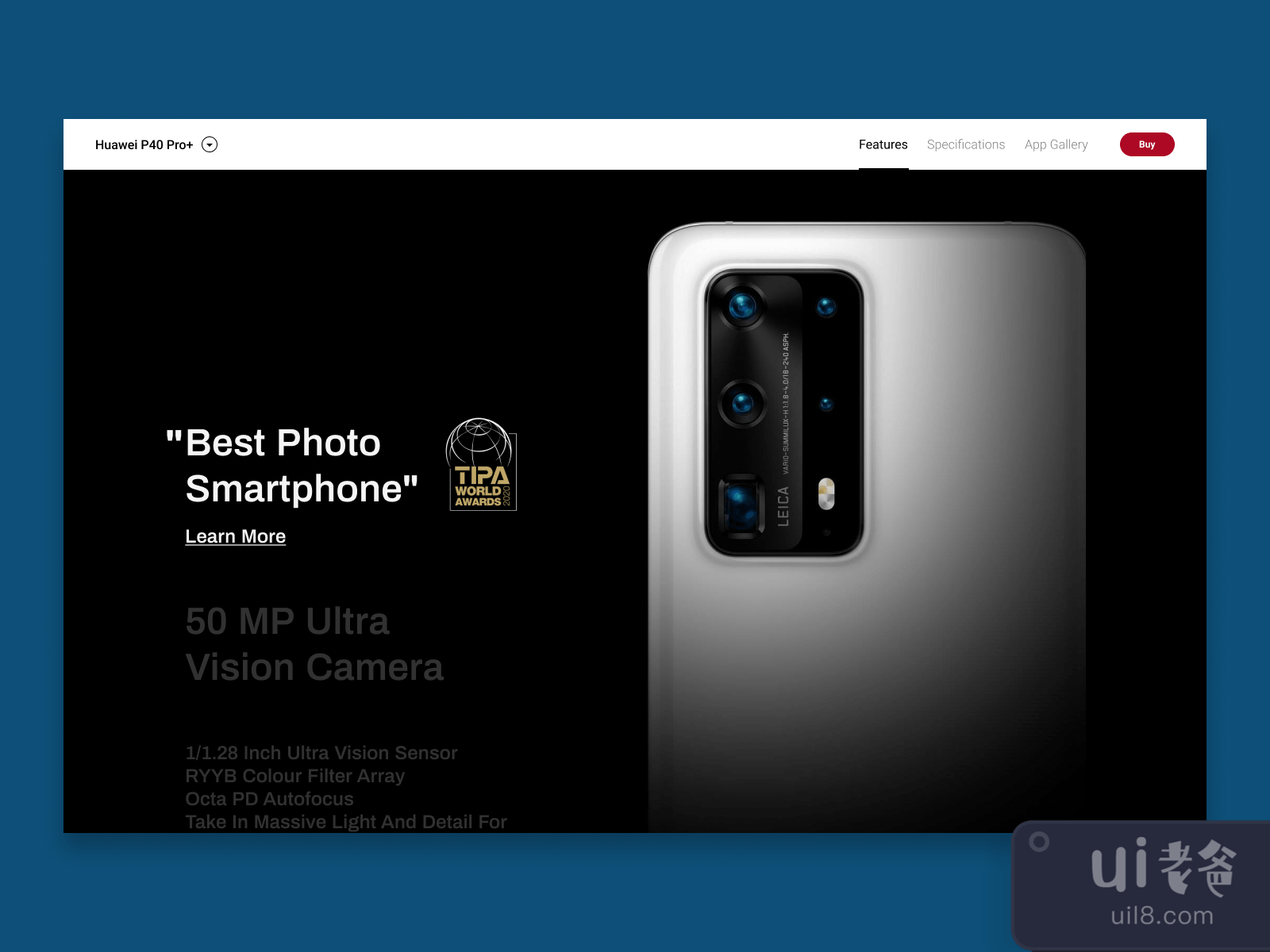 Huawei P40 Pro Plus Landing Page for Figma and Adobe XD No 2