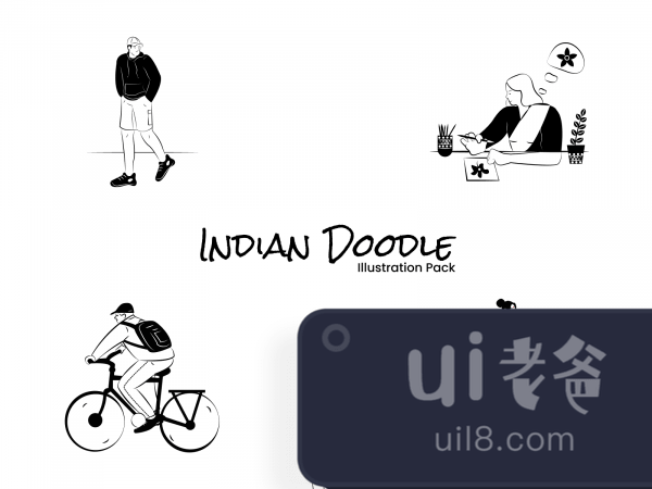 Indian Doodle Illustration Pack for Figma and Adobe XD No 1