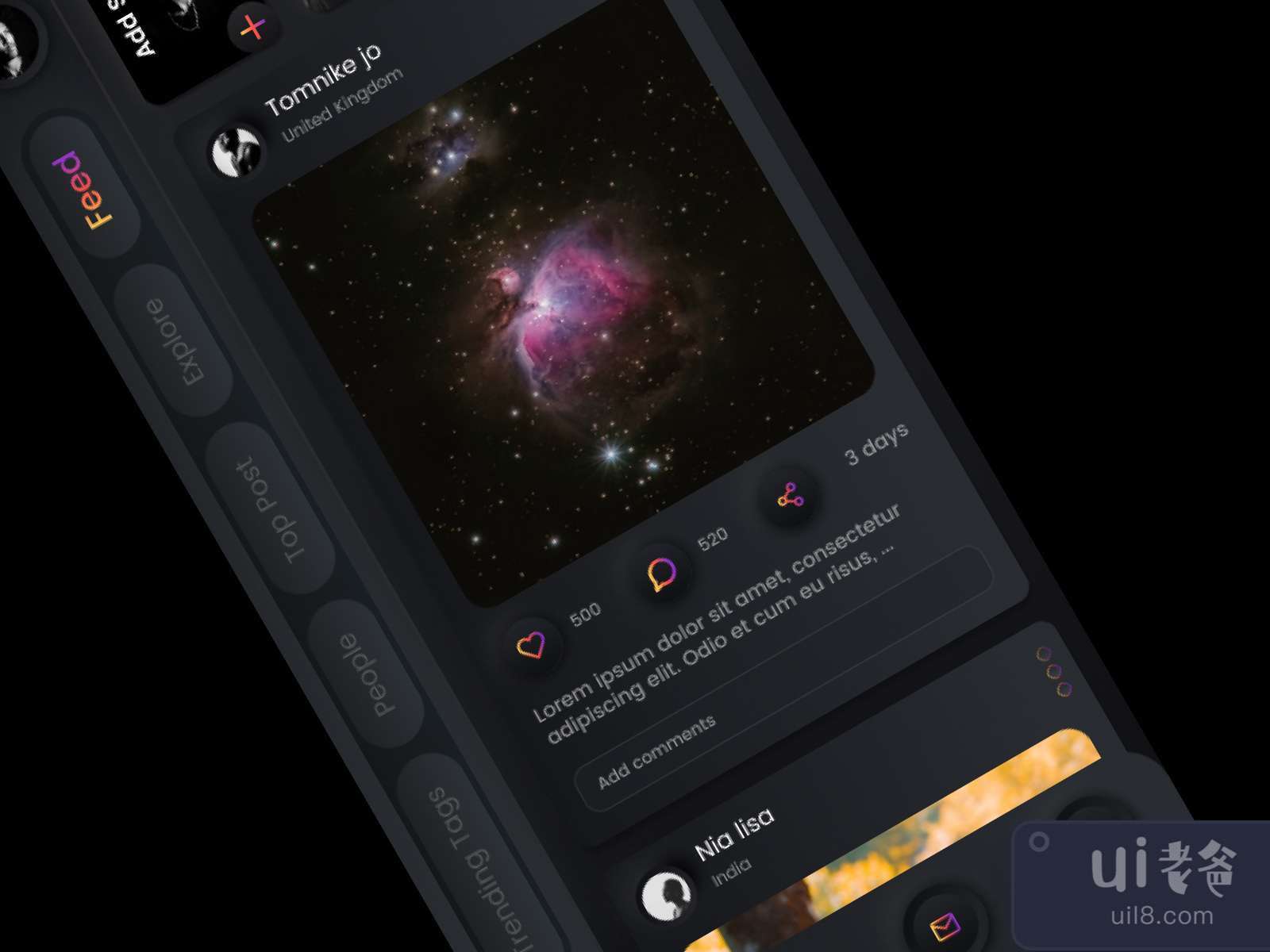 Instagram Black Cosmos for Figma and Adobe XD No 3