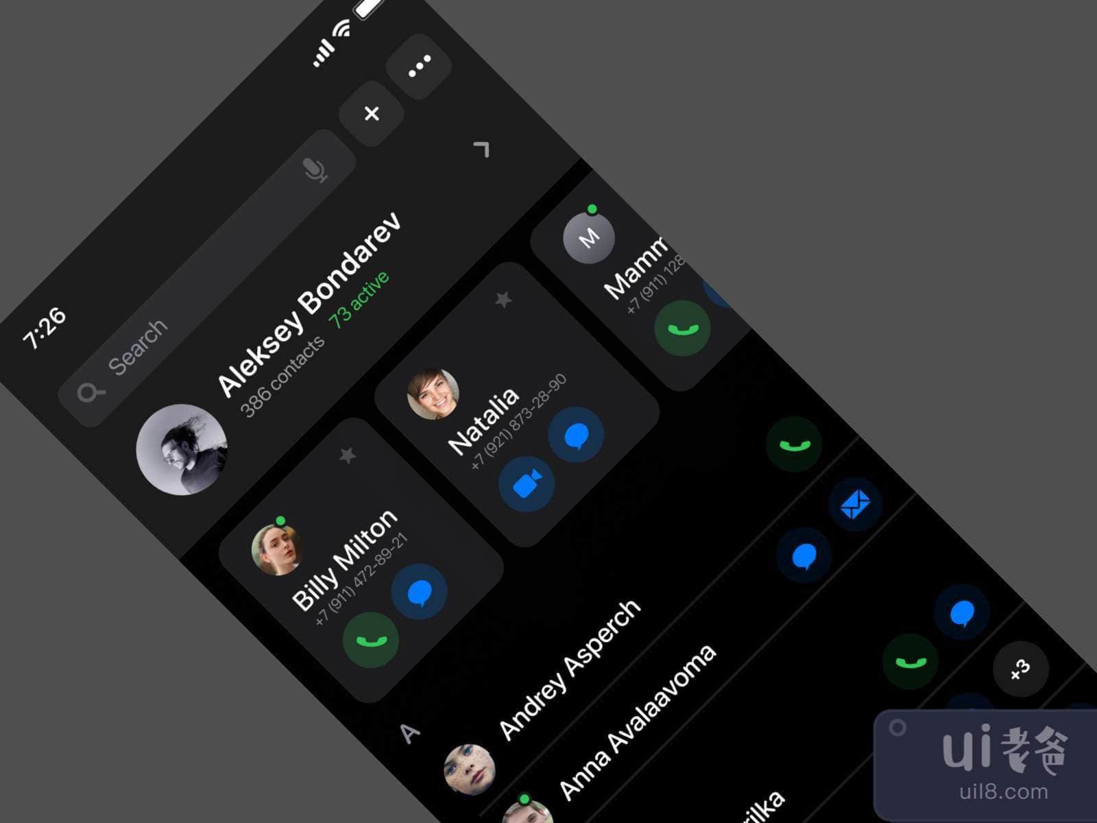 iOS Contacts Apps for Figma and Adobe XD No 2