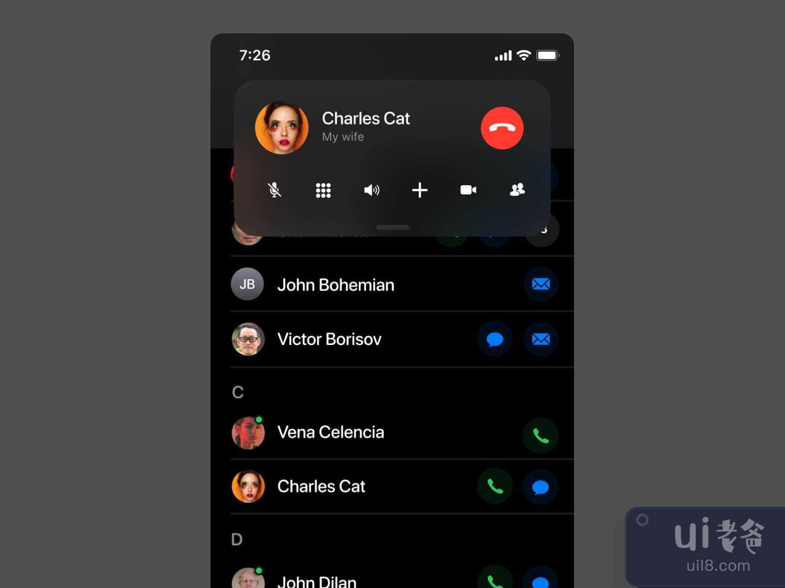 iOS Contacts Apps for Figma and Adobe XD No 3