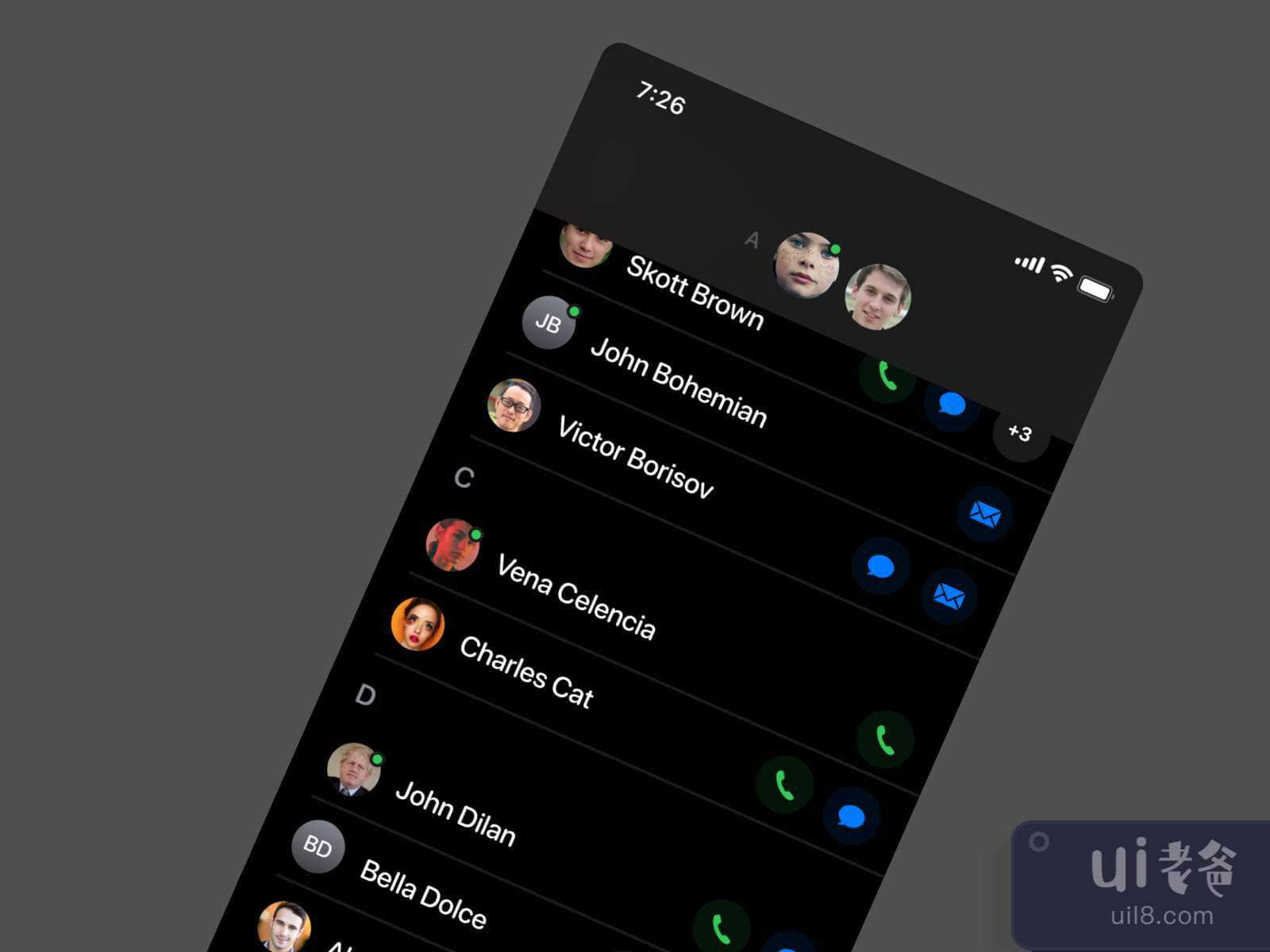 iOS Contacts Apps for Figma and Adobe XD No 4