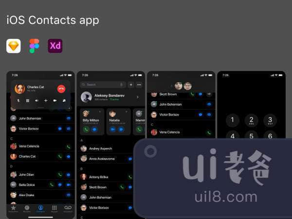 iOS Contacts Apps for Figma and Adobe XD No 1