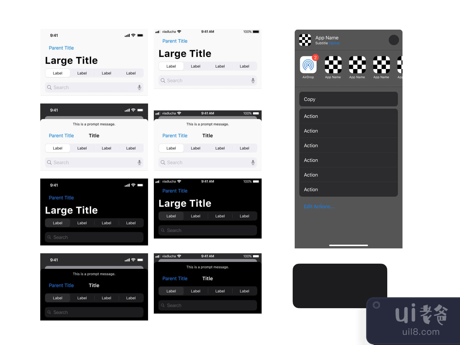 iOS Native Styles UI Kit for Figma and Adobe XD No 3