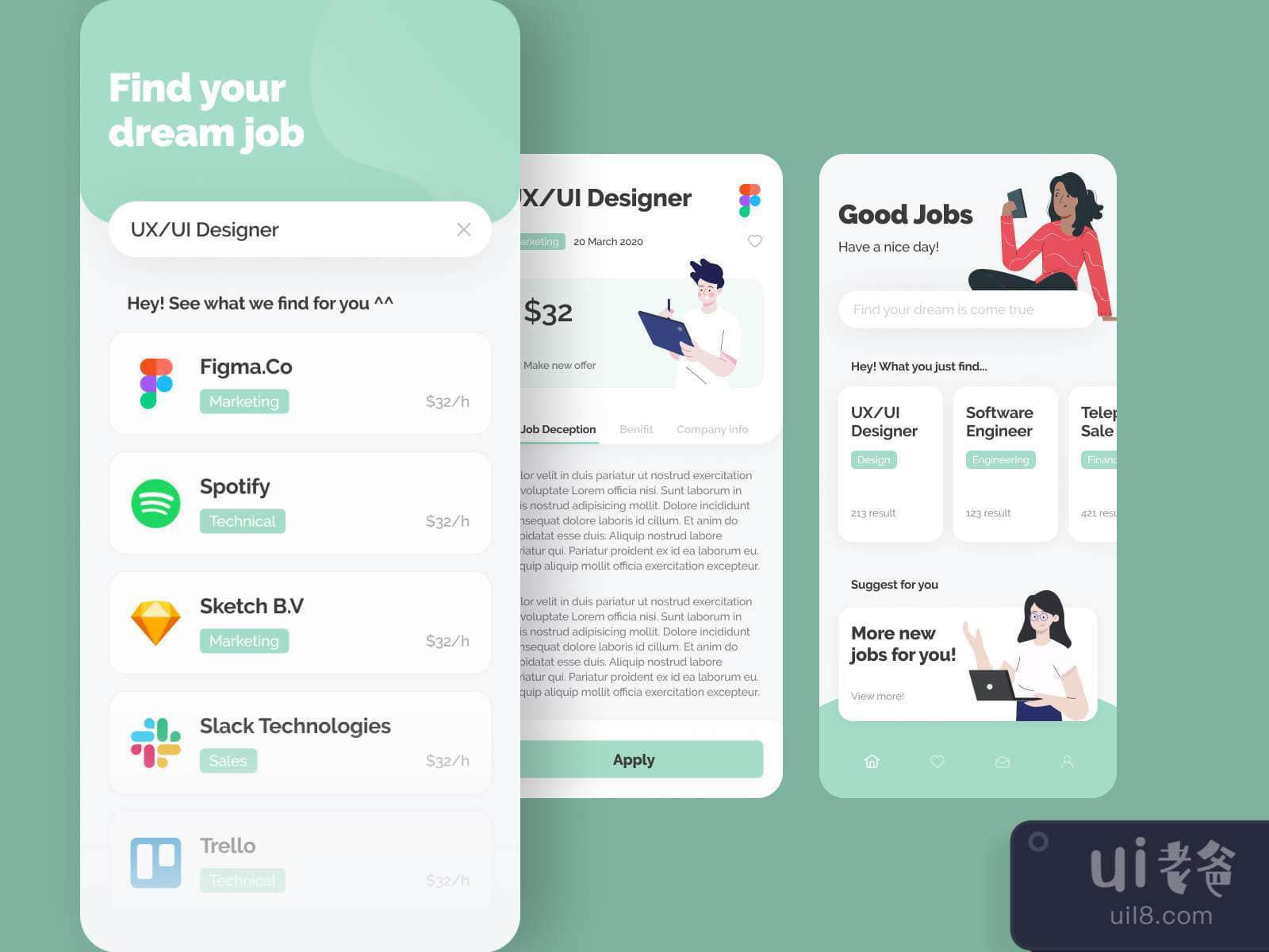 Job Finder App for Figma and Adobe XD No 2