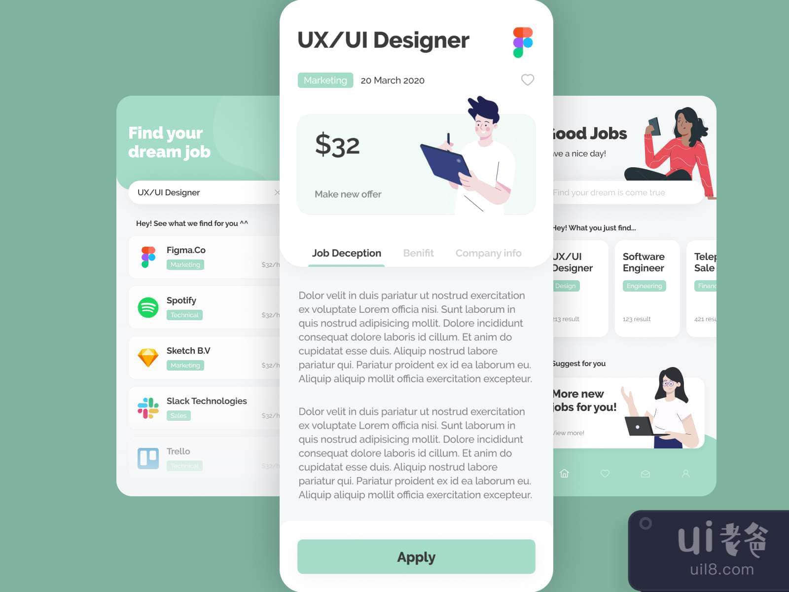 Job Finder App for Figma and Adobe XD No 3