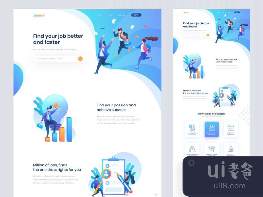 Jobest - Job Portal Landing Page for Figma and Adobe XD No 1