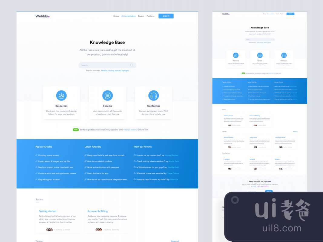 Knowledge Base Landing Page for Sketch for Figma and Adobe XD No 1