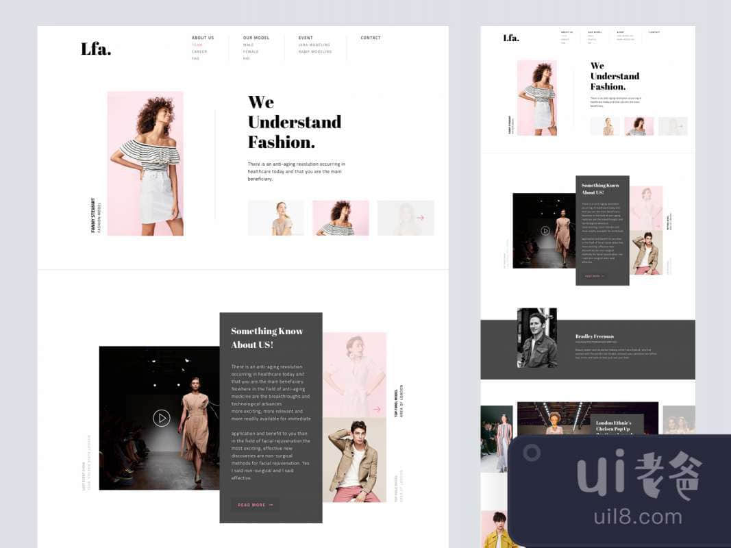 LFA - Fashion Agency Website for Figma and Adobe XD No 1