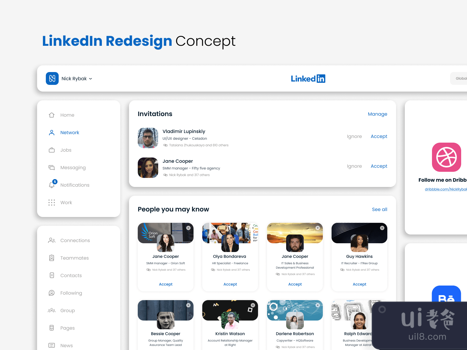 LinkedIn Redesign Concept for Figma and Adobe XD No 2