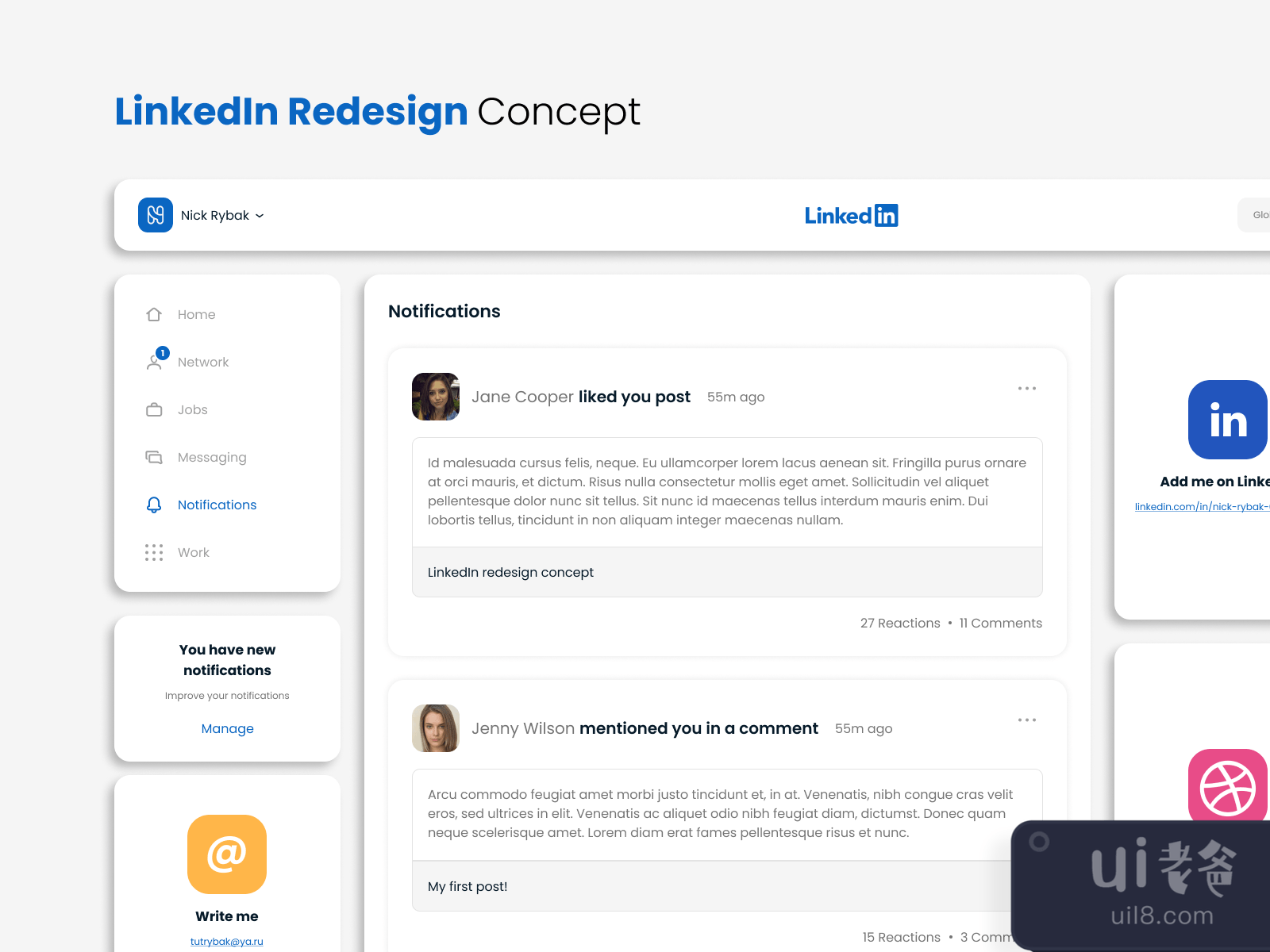 LinkedIn Redesign Concept for Figma and Adobe XD No 4