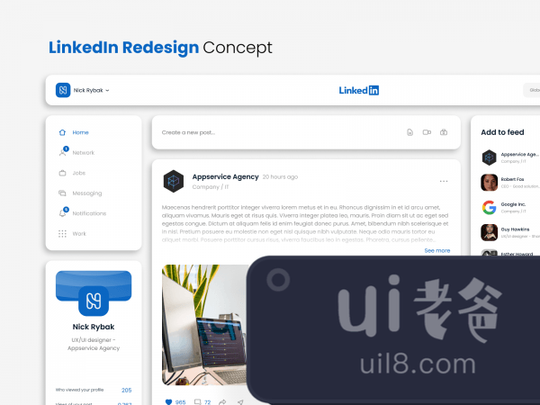 LinkedIn Redesign Concept for Figma and Adobe XD No 1