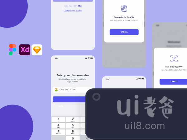 Login Wallet Mobile UI Kit for Figma and Adobe XD No 1