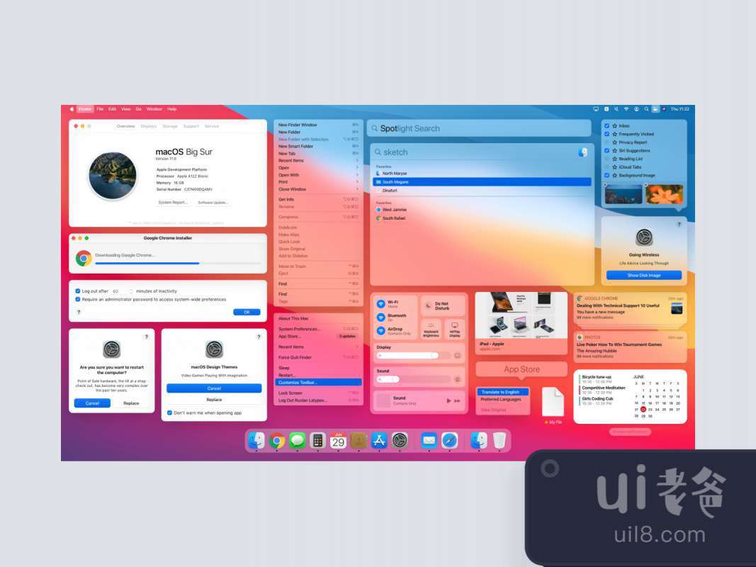 macOS Big Sur Free UI Kit for Figma and Adobe XD No 1