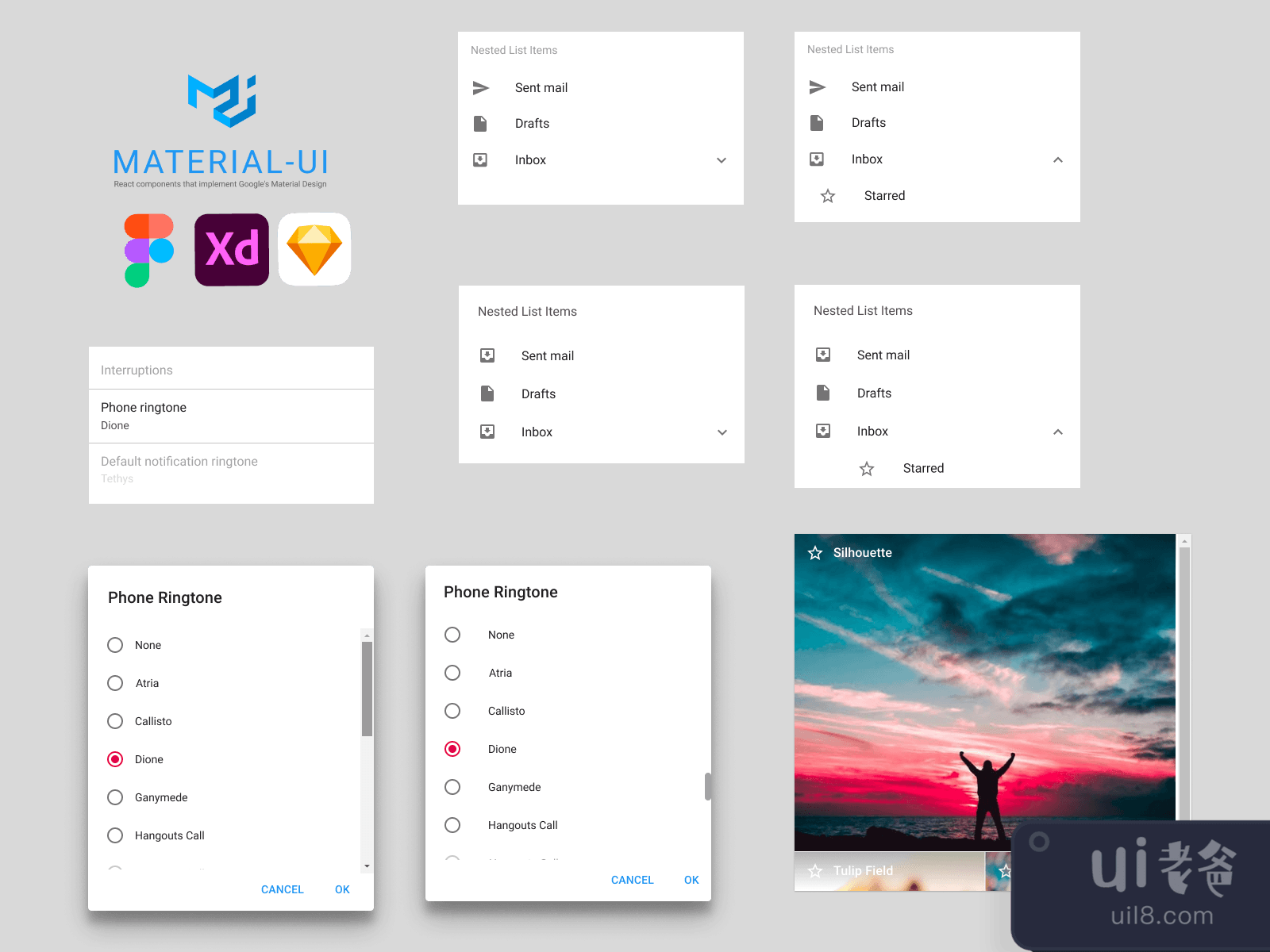 Material React Components UI Kit for Figma and Adobe XD No 3