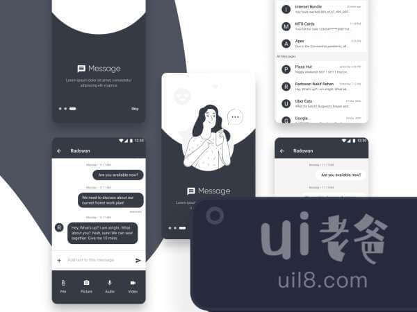 Messaging App UI Kit for Figma and Adobe XD No 1