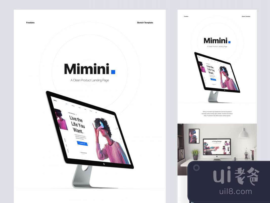 Mimini Free Landing Page for Figma and Adobe XD No 1