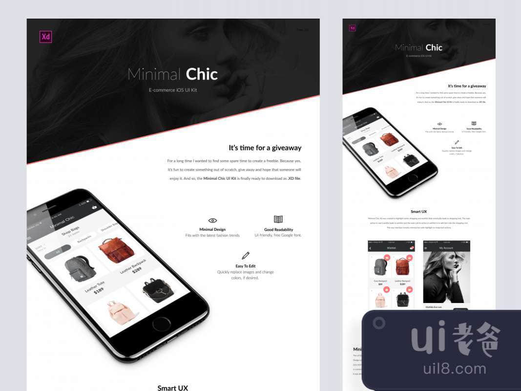 Minimal Chic - Free UI Kit for Figma and Adobe XD No 1