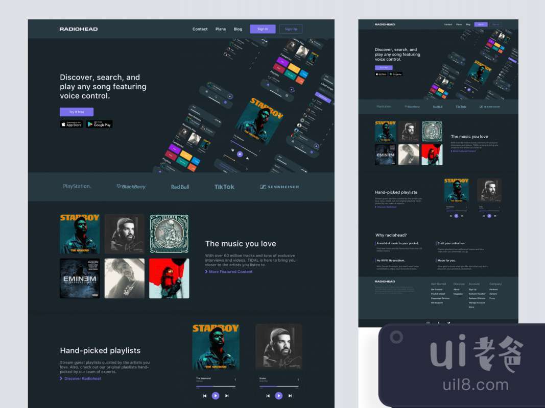 Music App Landing Page for Sketch for Figma and Adobe XD No 1