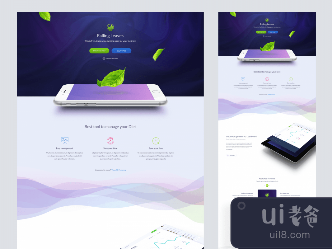 One Page App Landing Page for Figma and Adobe XD No 1