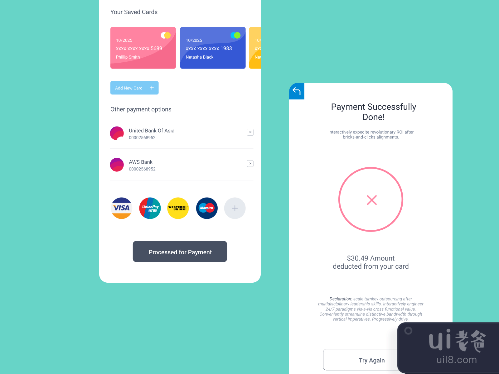 Payment Transaction Free UI Kit for Figma and Adobe XD No 4