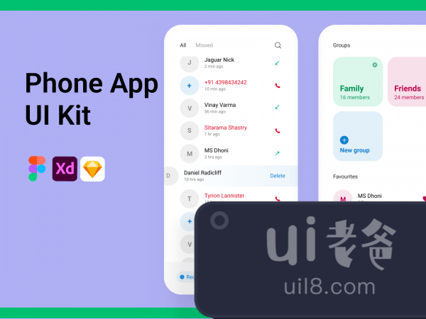 Phone App UI Kit for Figma and Adobe XD No 1
