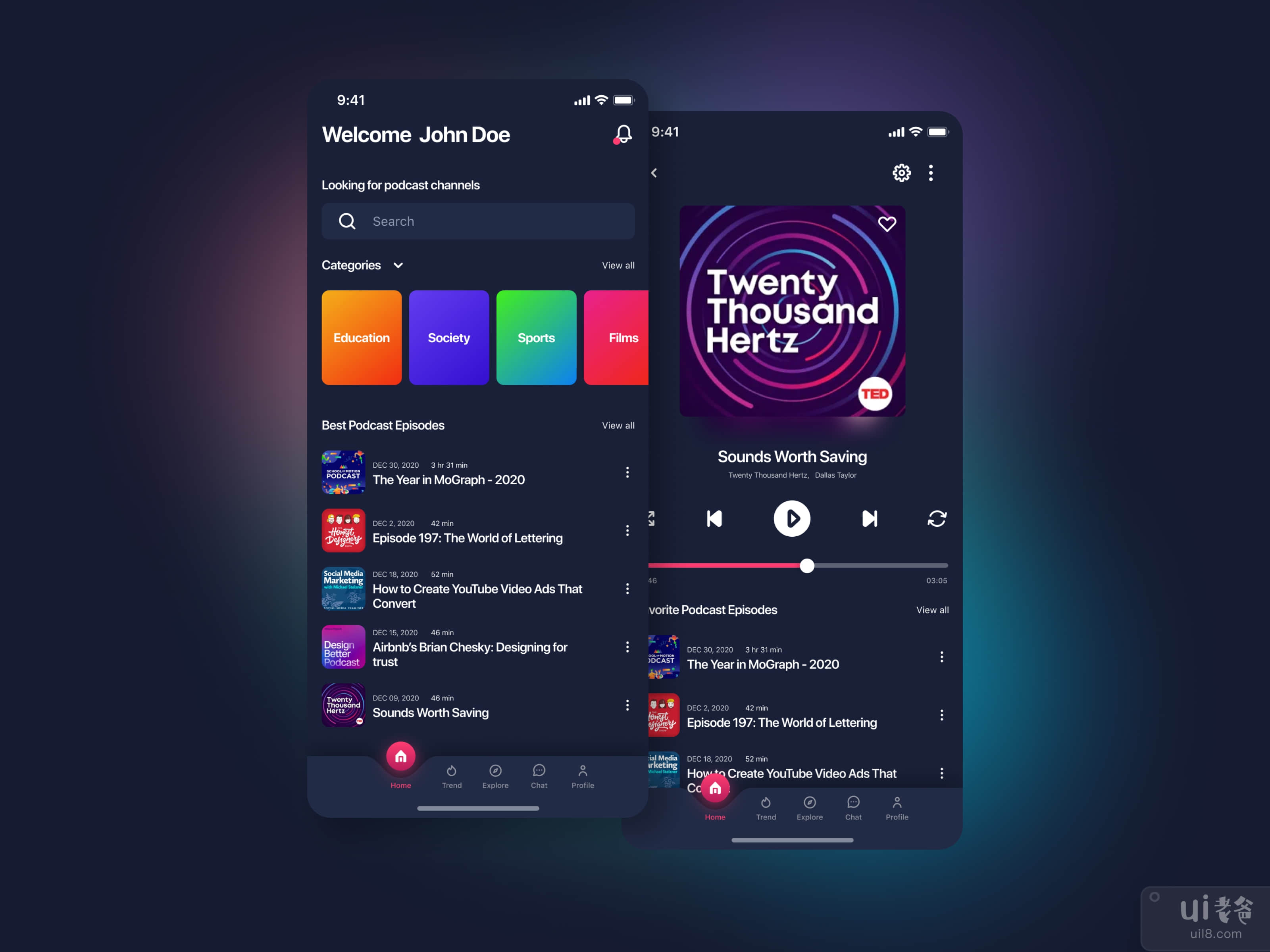 Podcast Mobile App for Figma and Adobe XD No 2