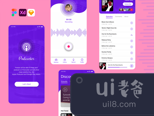 Podcast Redesign for Figma and Adobe XD No 1