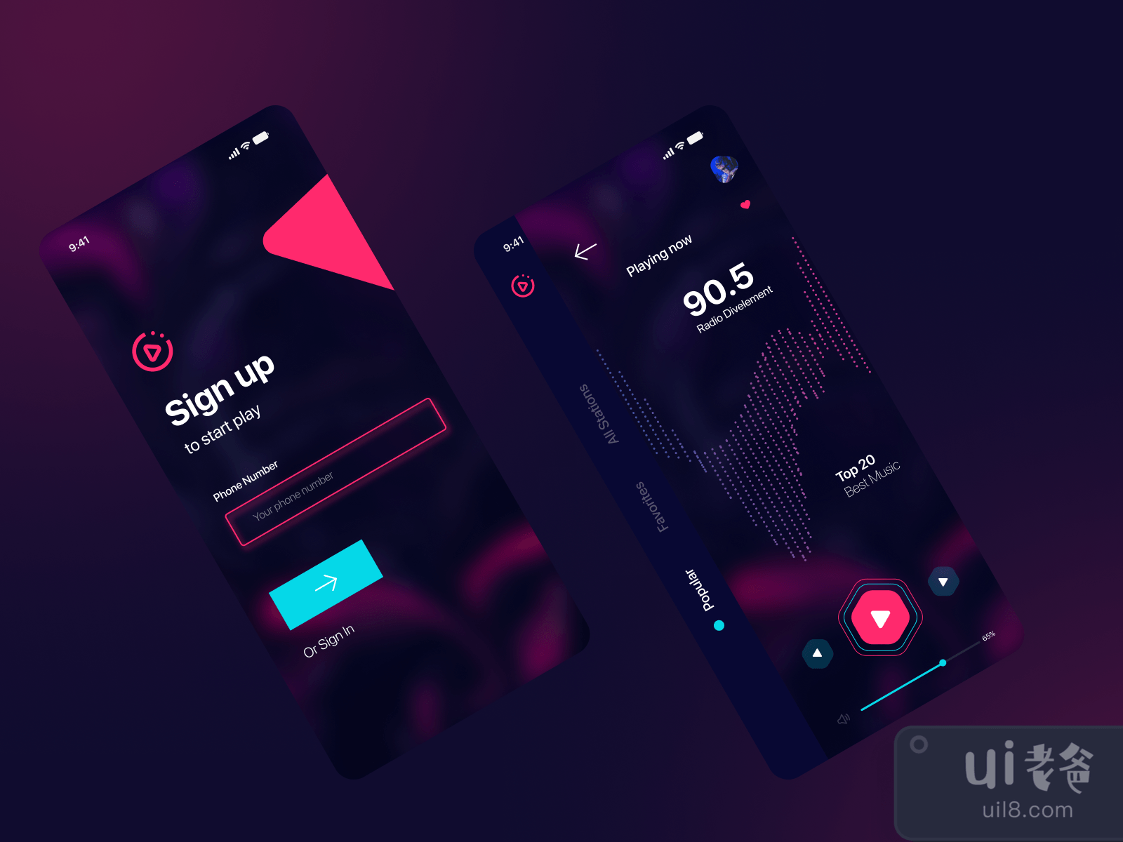 Radio App Concept for Figma and Adobe XD No 3