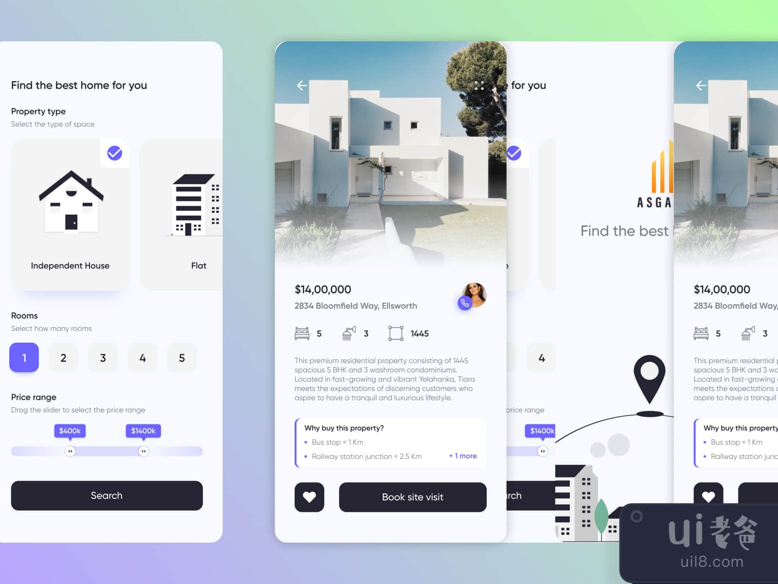 Real Estate Concept UI for Figma and Adobe XD No 3