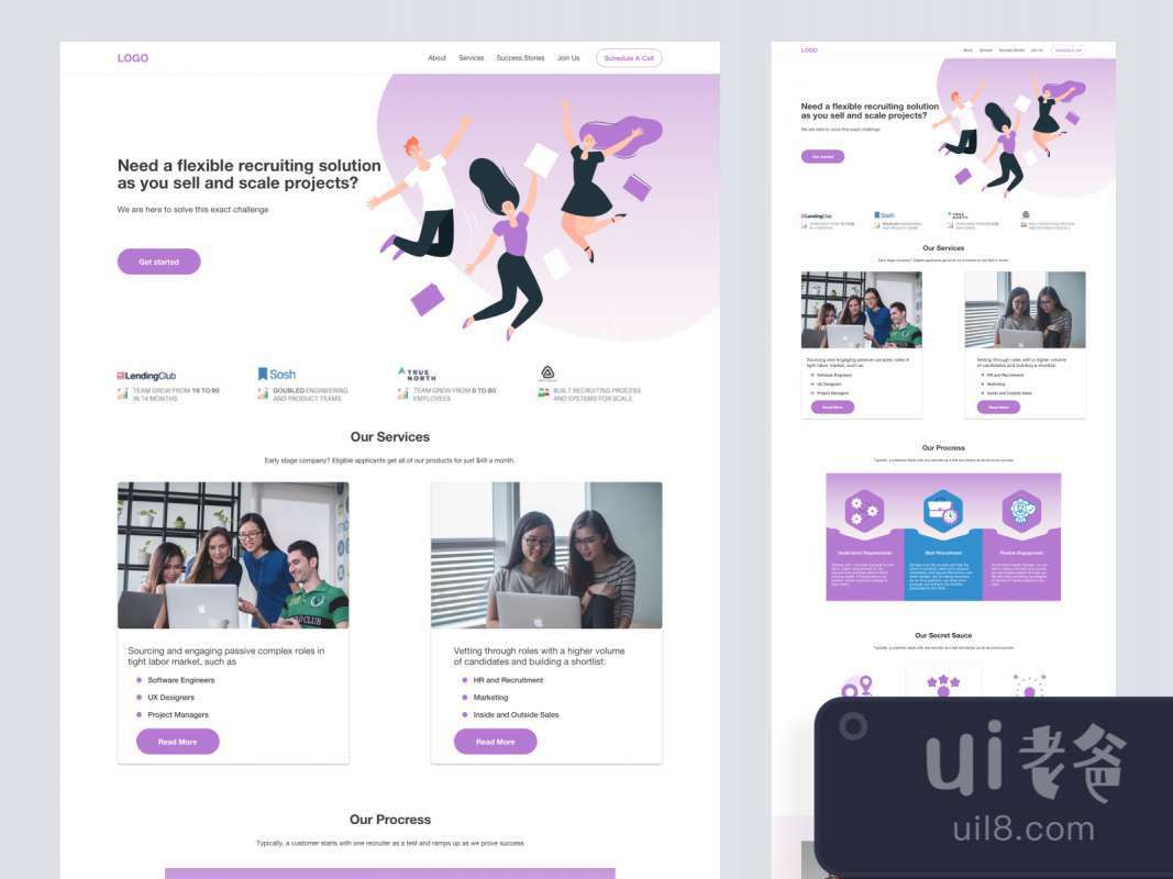 Recruitment Agency Free Landing Page for Figma and Adobe XD No 1