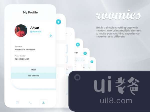 Roomies Chat App for Figma and Adobe XD No 1