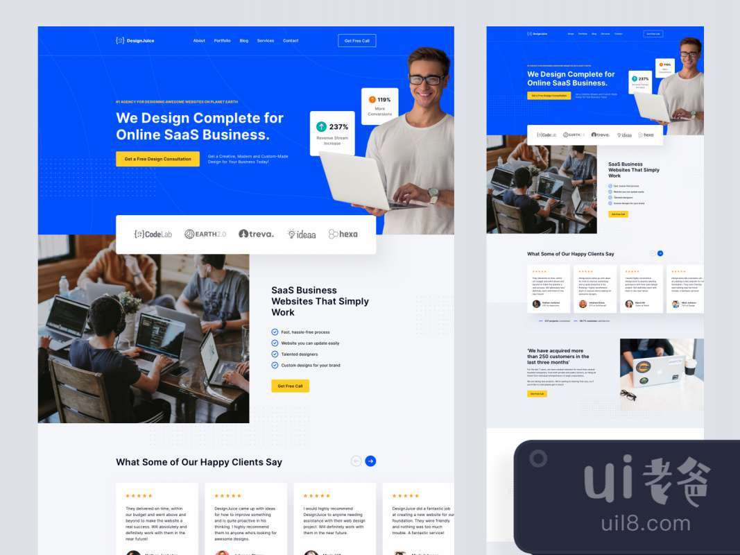 SaaS Business - Free Landing Page for Sketch for Figma and Adobe XD No 1