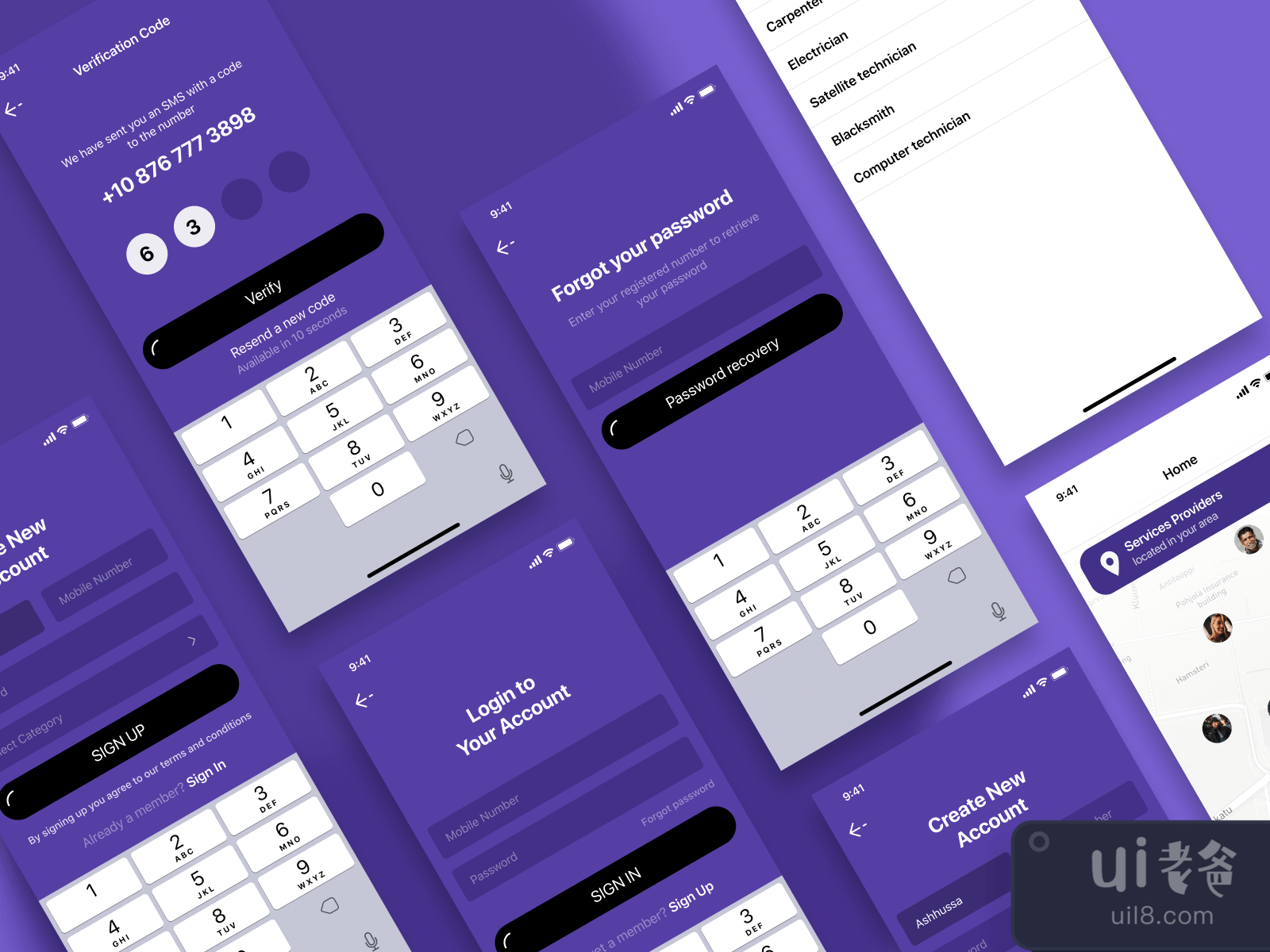 Services App UI Kit for Figma and Adobe XD No 2