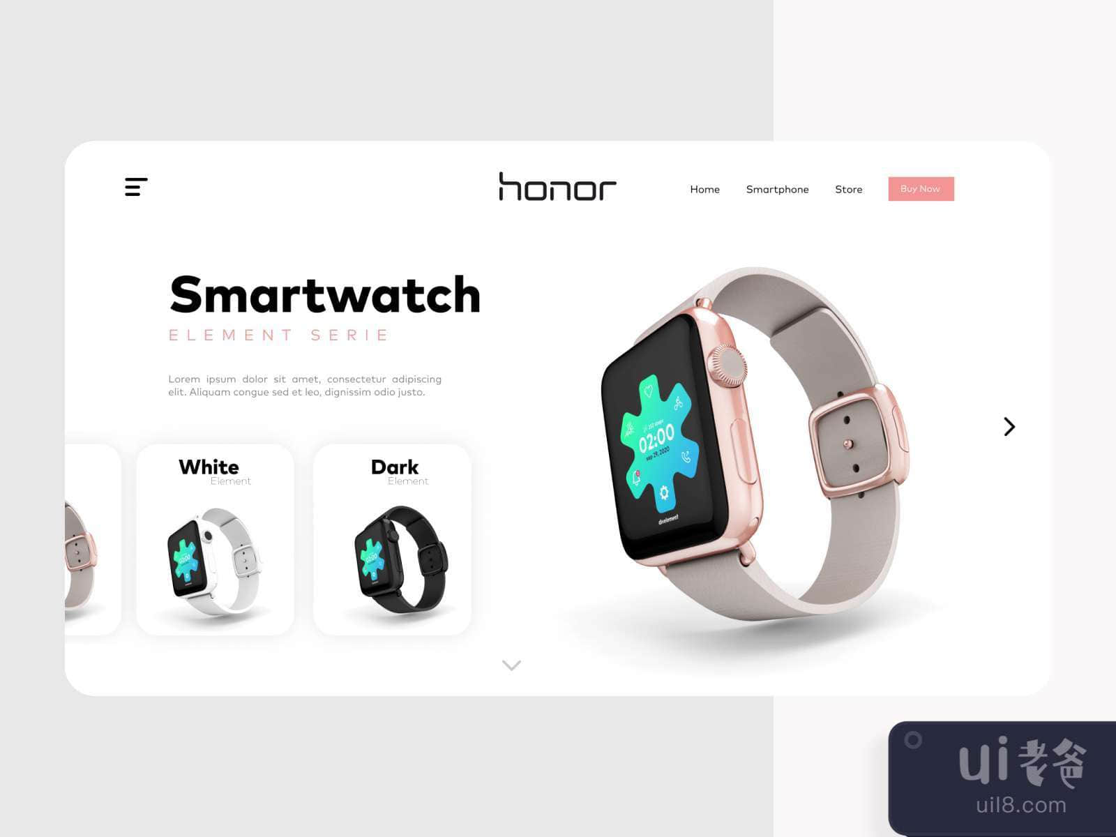 Smartwatch Concept Web for Figma and Adobe XD No 3