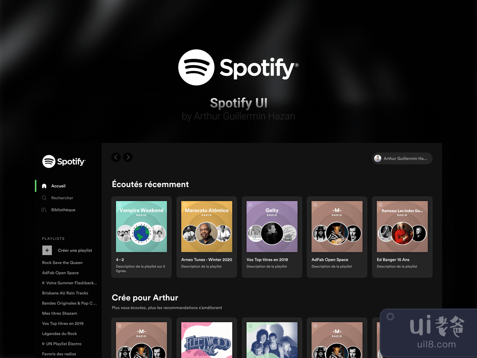 Spotify UI Kit for Figma and Adobe XD No 3