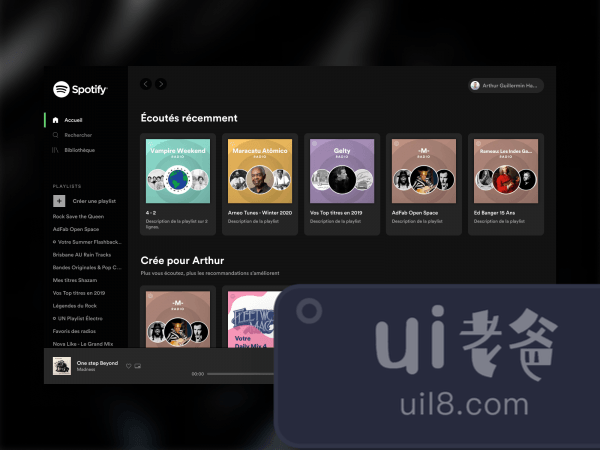 Spotify UI Kit for Figma and Adobe XD No 1