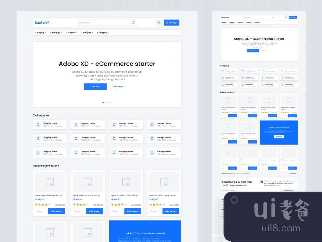 Starter eCommerce Template for Adobe XD for Figma and Adobe XD No 1