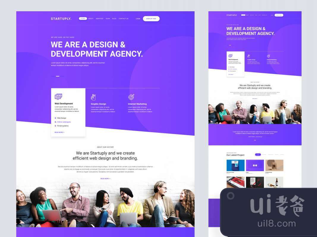 Startuply Agency Landing Page for Figma and Adobe XD No 1