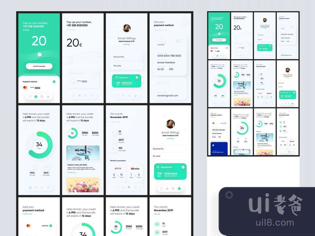 Telco Skeumorph App for Sketch for Figma and Adobe XD No 1