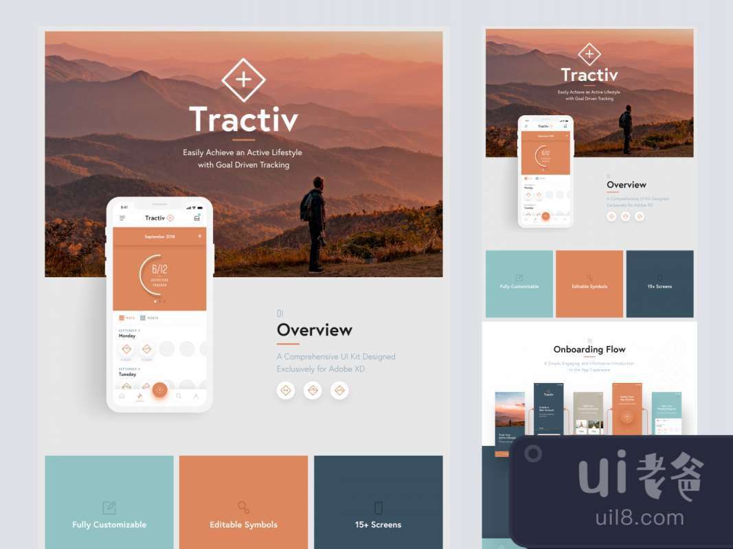 Tractiv Free UI Kit for Adobe XD for Figma and Adobe XD No 1